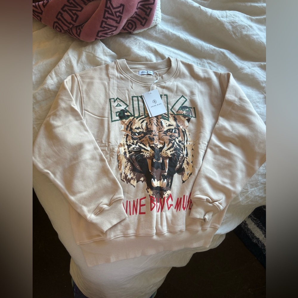 Anine Bing tiger Tan and Green Graphic sweatshirt